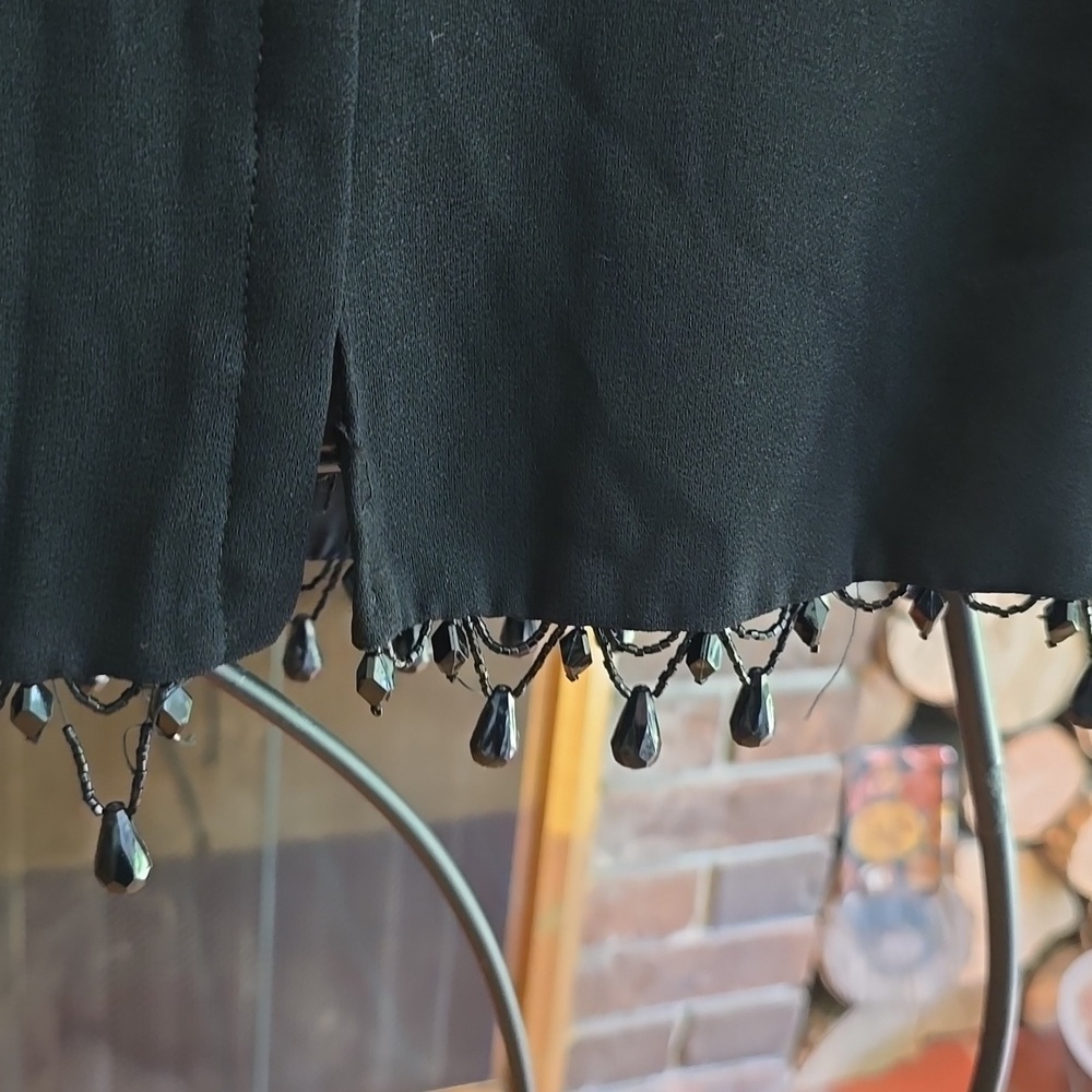 Miss Sun Valley by Morris Watkin - Black Women's Top with Beaded Trim - Picture 6 of 13